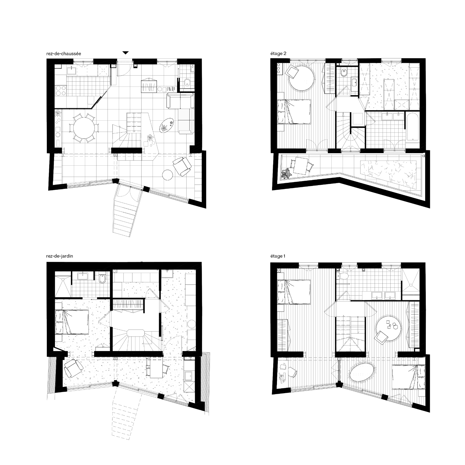 Plans des niveaux du projet d’extension de la Maison V